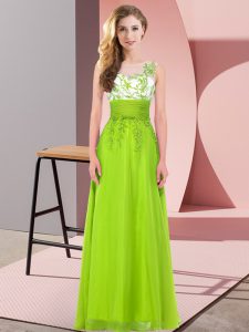 Stunning Yellow Green Dama Dress Wedding Party with Appliques Scoop Sleeveless Backless