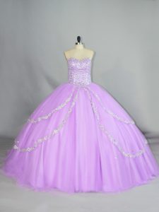 Sleeveless Lace Up Appliques Quince Ball Gowns