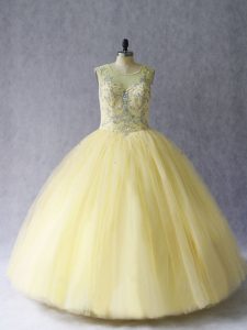 Hot Selling Tulle Sleeveless Floor Length Sweet 16 Dress and Beading