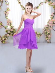 Knee Length Lavender Damas Dress Sweetheart Sleeveless Lace Up