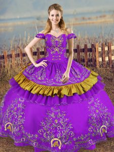 Sleeveless Lace Up Floor Length Embroidery Quinceanera Dress