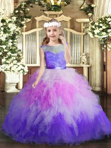 On Sale Tulle Sleeveless Floor Length Little Girls Pageant Gowns and Lace and Ruffles