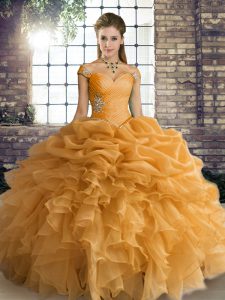 Sleeveless Beading and Ruffles and Pick Ups Lace Up Sweet 16 Dress