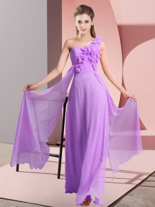 Hand Made Flower Damas Dress Lavender Lace Up Sleeveless Floor Length