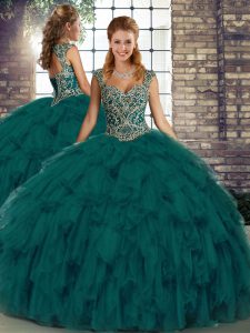 Sleeveless Beading and Ruffles Lace Up Quinceanera Gown