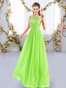 Noble Yellow Green Scoop Zipper Lace Quinceanera Court of Honor Dress Sleeveless