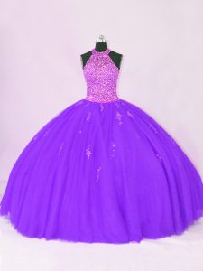 Best Organza Sleeveless Floor Length 15 Quinceanera Dress and Beading and Appliques