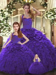 Sleeveless Lace Up Floor Length Ruffles Quinceanera Dresses