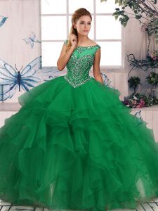 Sleeveless Beading and Ruffles Zipper Ball Gown Prom Dress