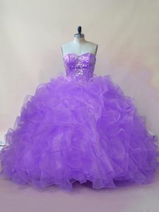 Sleeveless Beading and Ruffles Lace Up Ball Gown Prom Dress