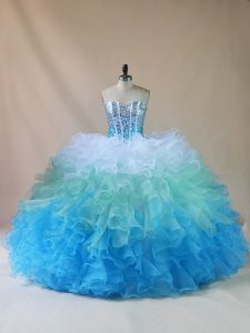 Fitting Multi-color Sleeveless Organza Lace Up Quinceanera Dresses for Sweet 16 and Quinceanera