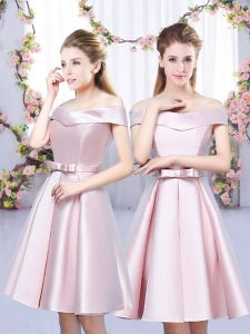 Fantastic Baby Pink Sleeveless Bowknot Mini Length Court Dresses for Sweet 16