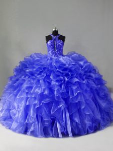 Extravagant Sleeveless Brush Train Zipper Beading and Ruffles Quinceanera Gowns