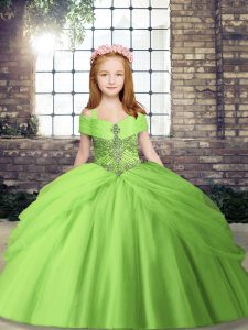 Sleeveless Beading Lace Up Little Girl Pageant Dress