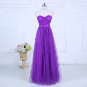 Affordable Floor Length Zipper Quinceanera Court of Honor Dress Eggplant Purple for Wedding Party with Ruching