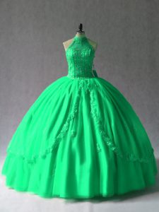 Sleeveless Lace Up Floor Length Appliques 15 Quinceanera Dress