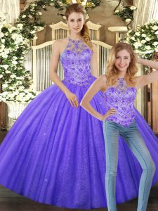 Admirable Tulle Sleeveless Floor Length Sweet 16 Dresses and Beading