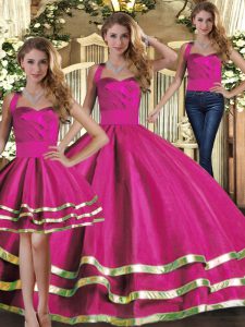 Latest Sleeveless Lace Up Floor Length Ruffled Layers Sweet 16 Dress