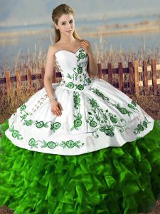 Exceptional Sweetheart Sleeveless Organza Sweet 16 Quinceanera Dress Embroidery and Ruffles Lace Up