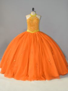 Tulle Sleeveless Floor Length Vestidos de Quinceanera and Beading