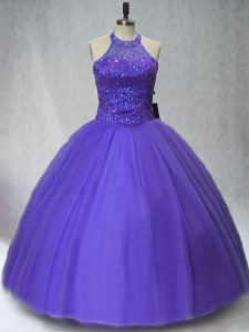 Discount Tulle Sleeveless Floor Length Quinceanera Dress and Beading