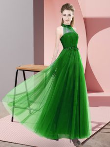 Sophisticated Beading and Appliques Court Dresses for Sweet 16 Green Lace Up Sleeveless Floor Length