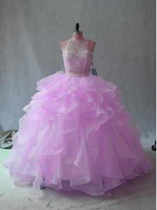 Beautiful Sleeveless Beading and Ruffles Backless Sweet 16 Dress