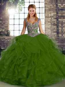 Suitable Sleeveless Beading and Ruffles Lace Up Quinceanera Gowns