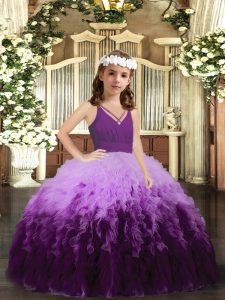 Ruffles Little Girl Pageant Gowns Multi-color Zipper Sleeveless Floor Length
