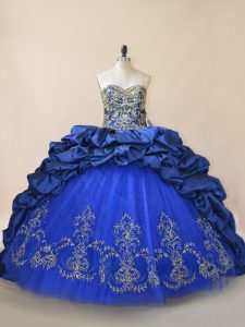 Lace Up Sweet 16 Dresses Royal Blue for Sweet 16 and Quinceanera with Beading Brush Train