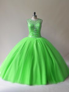 Sleeveless Lace Up Floor Length Beading Sweet 16 Quinceanera Dress