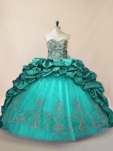 Fashionable Sleeveless Brush Train Lace Up Beading and Pick Ups Vestidos de Quinceanera