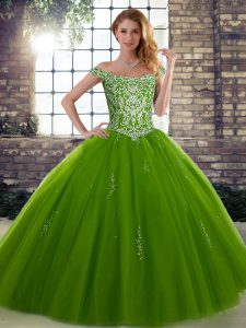 Tulle Sleeveless Floor Length 15th Birthday Dress and Beading