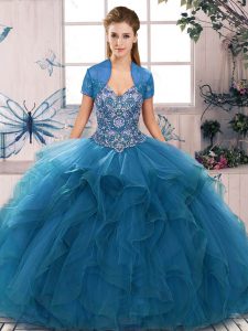 Sleeveless Beading and Ruffles Lace Up Quinceanera Dresses