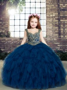 Excellent Sleeveless Floor Length Pageant Dress for Girls and Beading and Ruffles