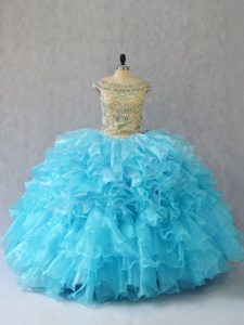 High Class Baby Blue Vestidos de Quinceanera Sweet 16 and Quinceanera with Ruffles Off The Shoulder Sleeveless Lace Up