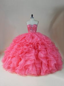 Modern Floor Length Pink Quinceanera Dress Sweetheart Sleeveless Zipper