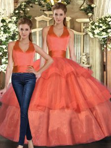 Ideal Sleeveless Ruffled Layers Lace Up Sweet 16 Dresses