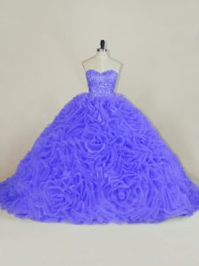 Sleeveless Brush Train Beading and Ruffles Lace Up Vestidos de Quinceanera