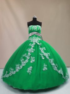 Inexpensive Tulle Sleeveless Floor Length Vestidos de Quinceanera and Appliques