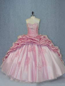 Designer Sleeveless Brush Train Beading and Appliques and Pick Ups Lace Up 15 Quinceanera Dress