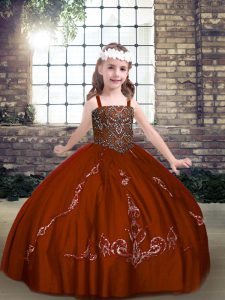 Custom Designed Straps Sleeveless Tulle Little Girls Pageant Dress Wholesale Beading Lace Up