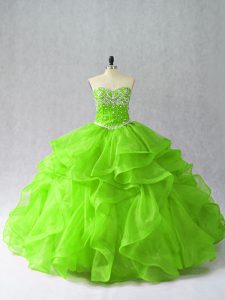 Low Price Sleeveless Beading and Ruffles Floor Length 15th Birthday Dress