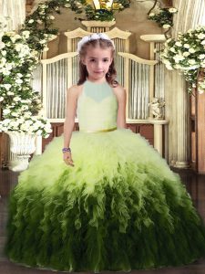 Sleeveless Floor Length Ruffles Backless Little Girls Pageant Dress Wholesale with Multi-color