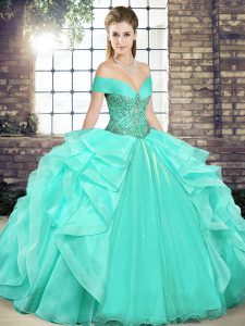 Attractive Sleeveless Beading and Ruffles Lace Up Quinceanera Gown