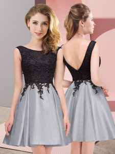 Scoop Sleeveless Satin Quinceanera Court of Honor Dress Lace Zipper