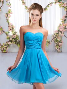 Amazing Aqua Blue Sweetheart Lace Up Ruching Quinceanera Dama Dress Sleeveless