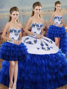 Latest Floor Length Ball Gowns Sleeveless Royal Blue Sweet 16 Dresses Lace Up