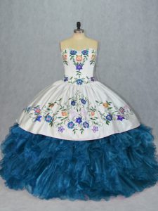 Latest Blue Vestidos de Quinceanera Sweetheart Sleeveless Lace Up