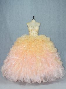 Organza Sweetheart Sleeveless Lace Up Beading and Ruffles Quinceanera Dresses in Multi-color